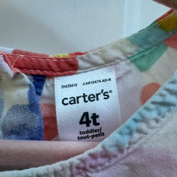Carter's 4T Girls Multicolor Floral Short Sleeve Shirt Blouse Top - Picture 6 of 8
